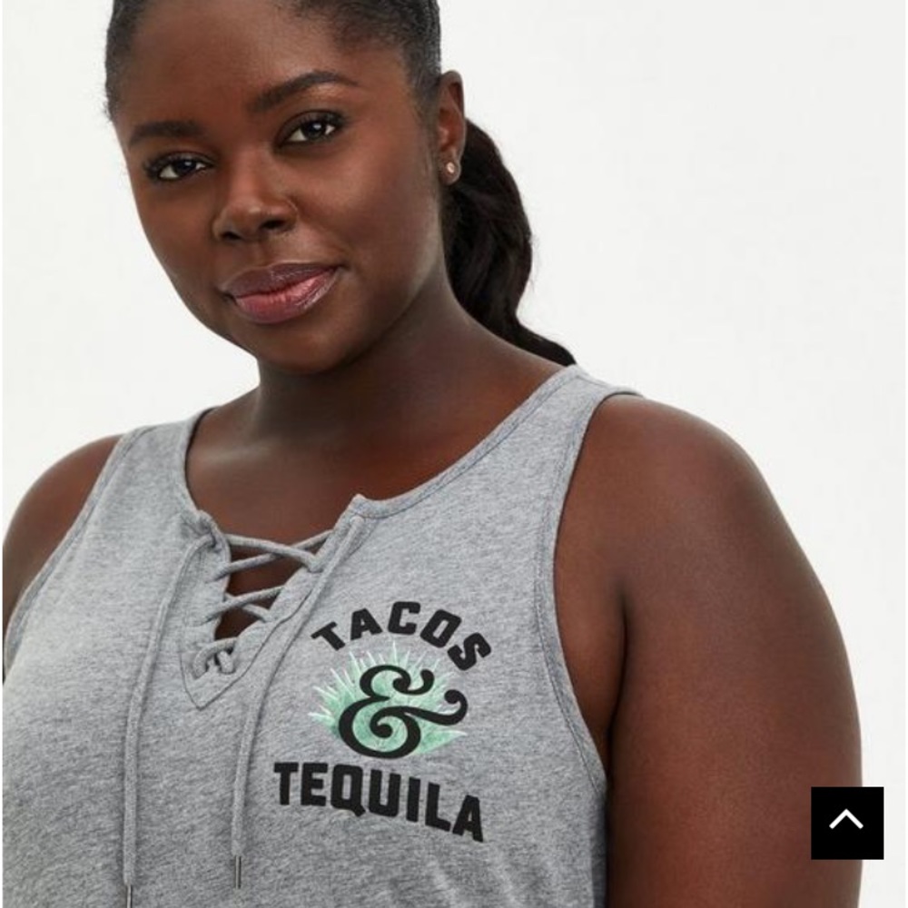 Graphic Classic Fit Cotton Lace-Up Neck Tank tacos and tequila